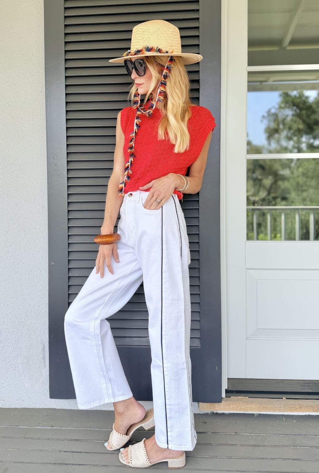 Cropped Sweater Vest - Red