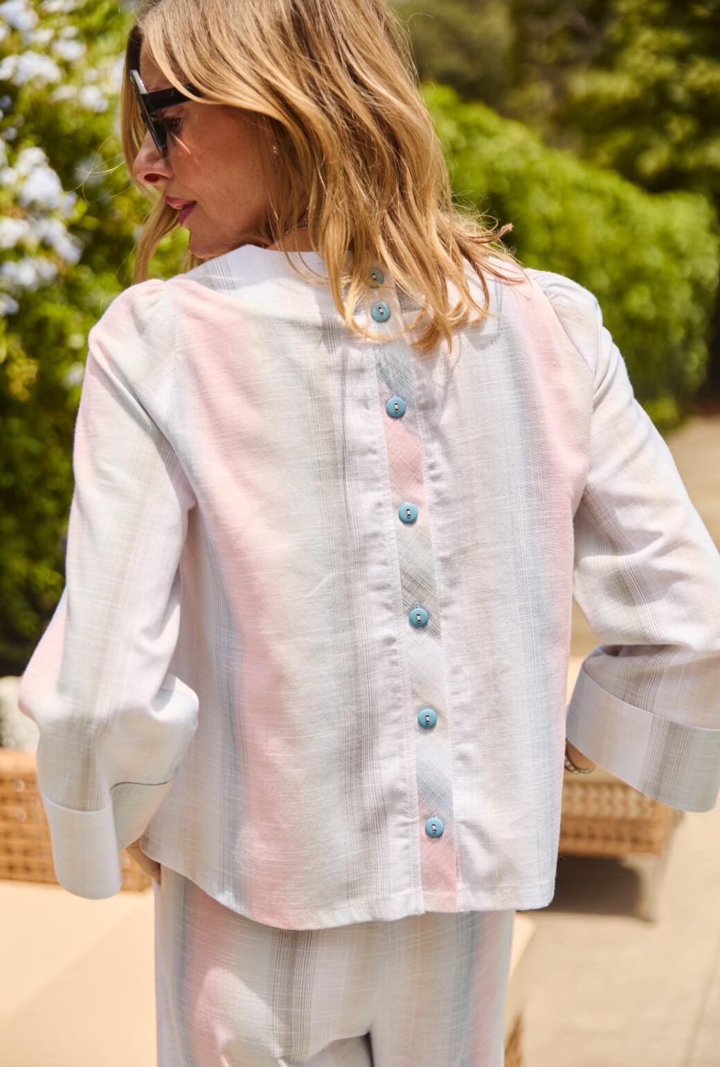 Deep V Mod Top - Lake Stripe