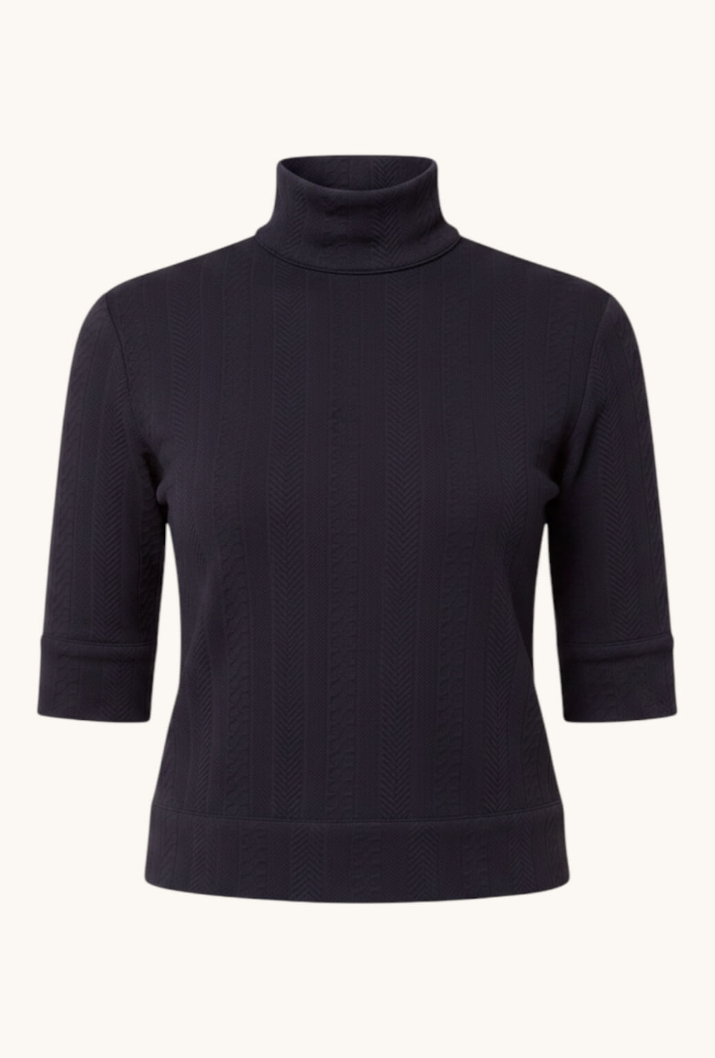 Diane Turtleneck Elbow - Navy Cable-knit