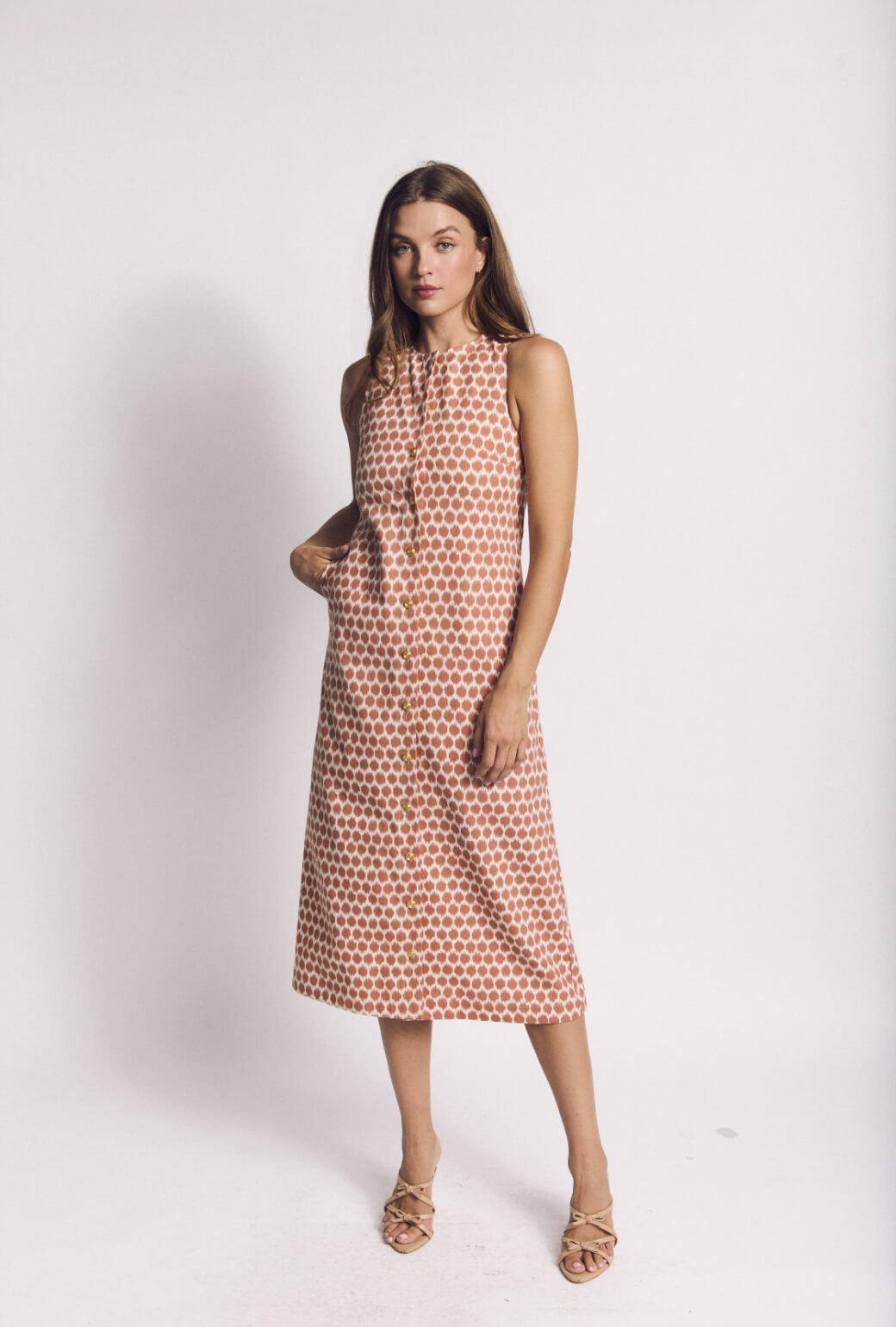 Double Take Dress - Blurred Dot Rust
