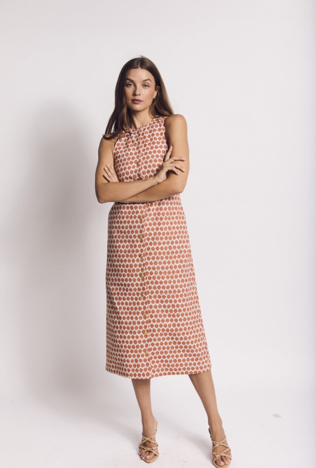 Double Take Dress - Blurred Dot Rust