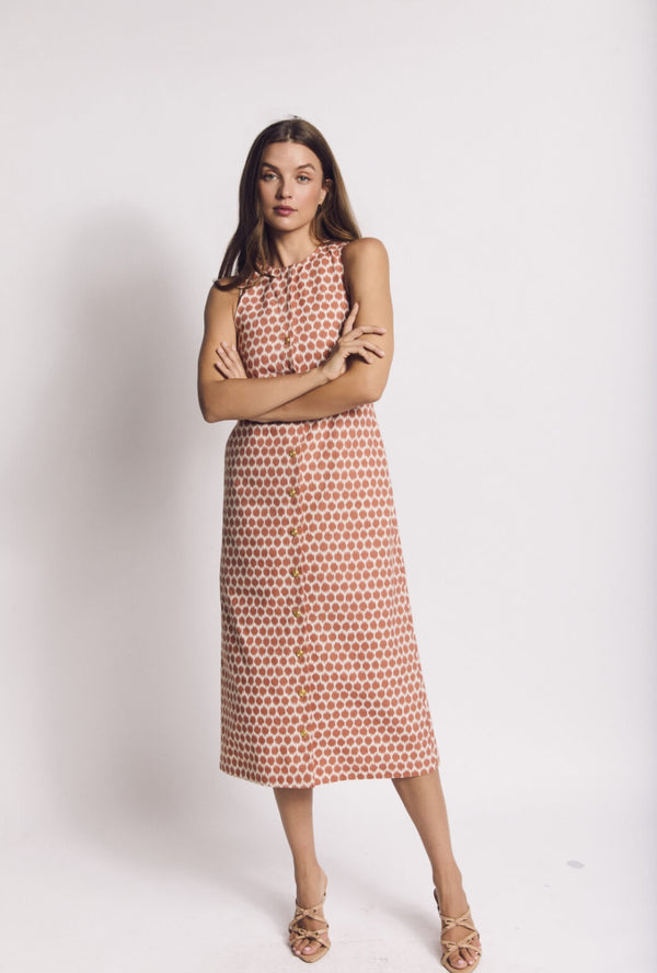 Double Take Dress - Blurred Dot Rust