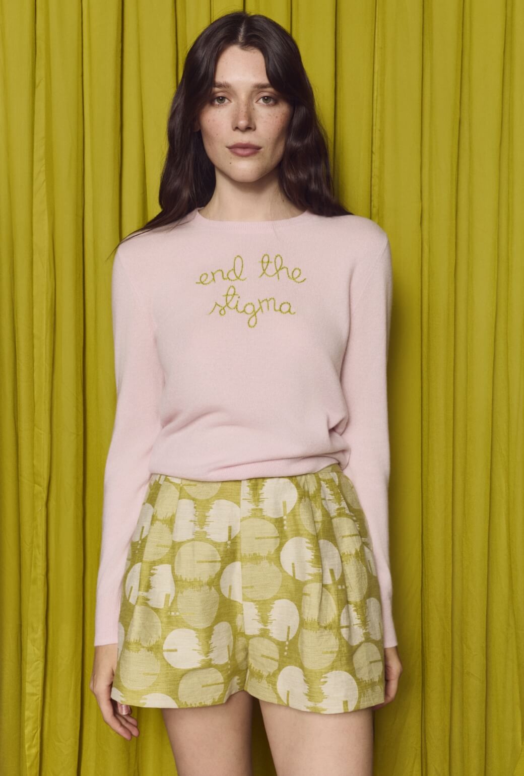 Buru x Lingua Franca End the Stigma Crewneck - Pale Pink Cashmere