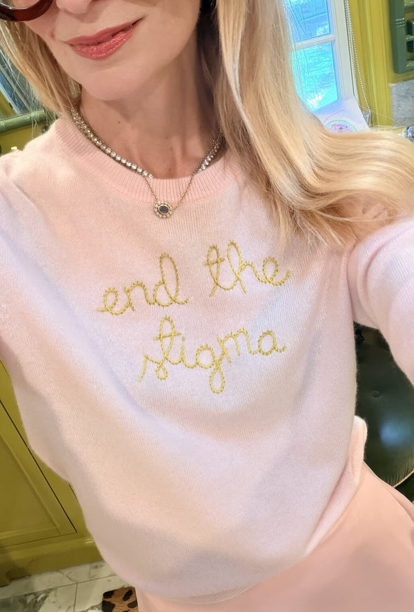 Buru x Lingua Franca End the Stigma Crewneck - Pale Pink Cashmere