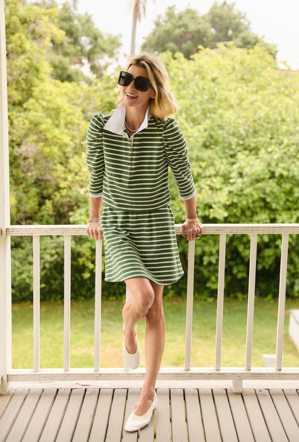 Everyday MINI Skirt - Green Stripe Knit