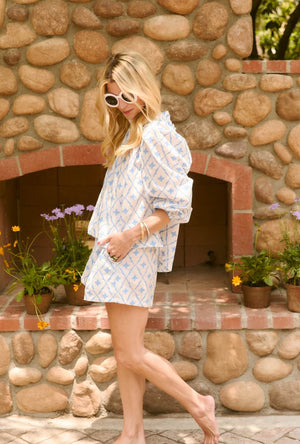 Everyday Shorts - Blue Embroidery
