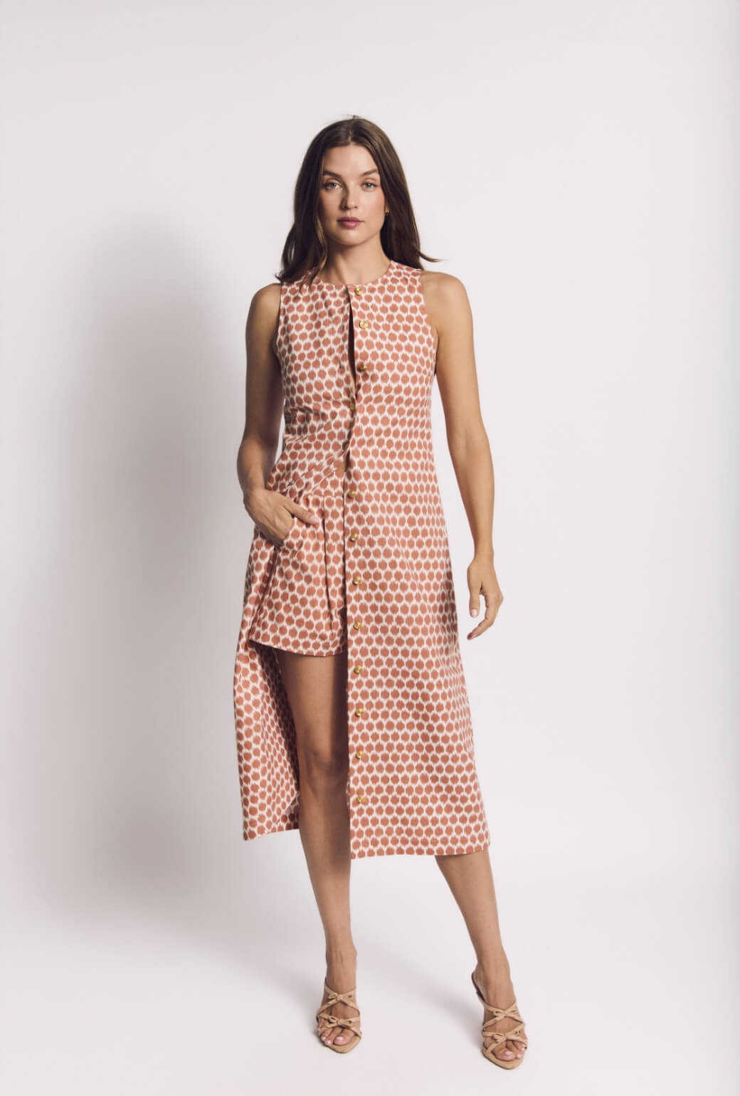 Flat Front Everyday Shorts - Blurred Dot Rust