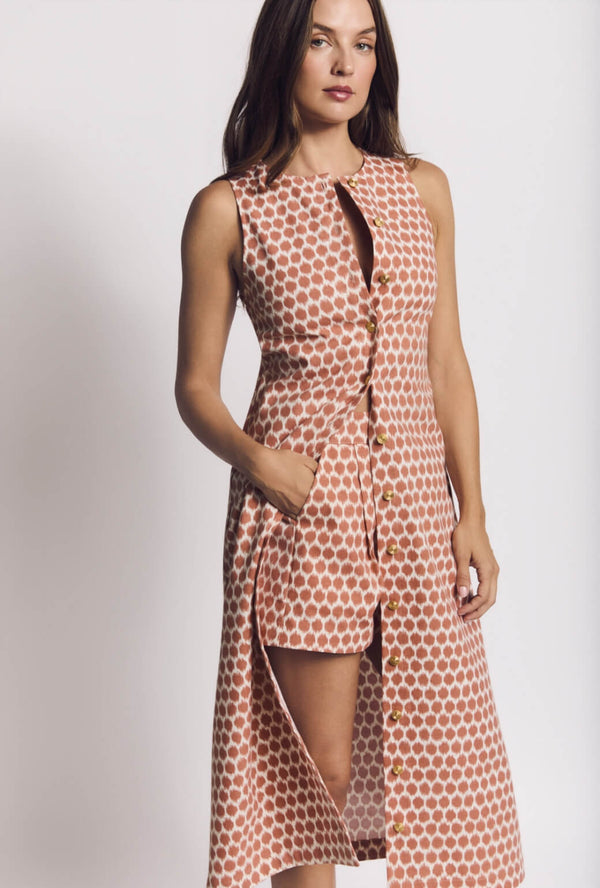 Flat Front Everyday Shorts - Blurred Dot Rust