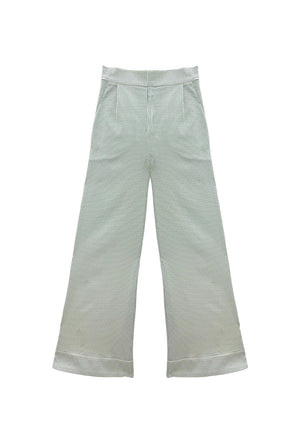 Buru x Old Soul Etiquette Flat Front Trousers  - Green Squares Twill