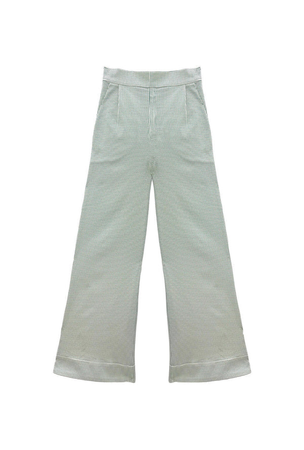 Buru x Old Soul Etiquette Flat Front Trousers  - Green Squares Twill