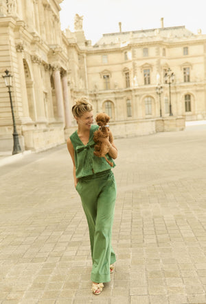Buru x Anna Kloots Hepburn High Rise Trousers - Green Corduroy