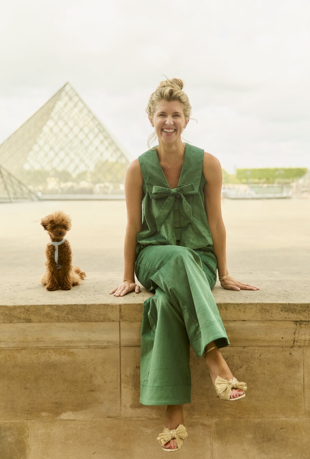 Buru x Anna Kloots Hepburn High Rise Trousers - Green Corduroy