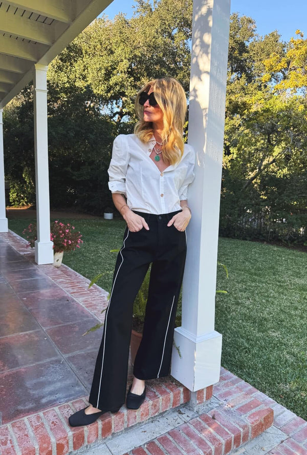 Horseshoe Jeans - Noir with White Stripe