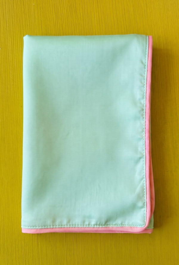 Hostess Napkins - Mint Taffeta with Pink Trim
