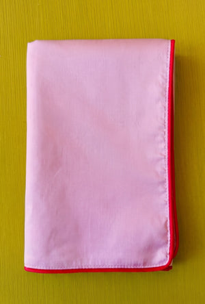 Hostess Napkin Set - Pink Taffeta with Red Trim
