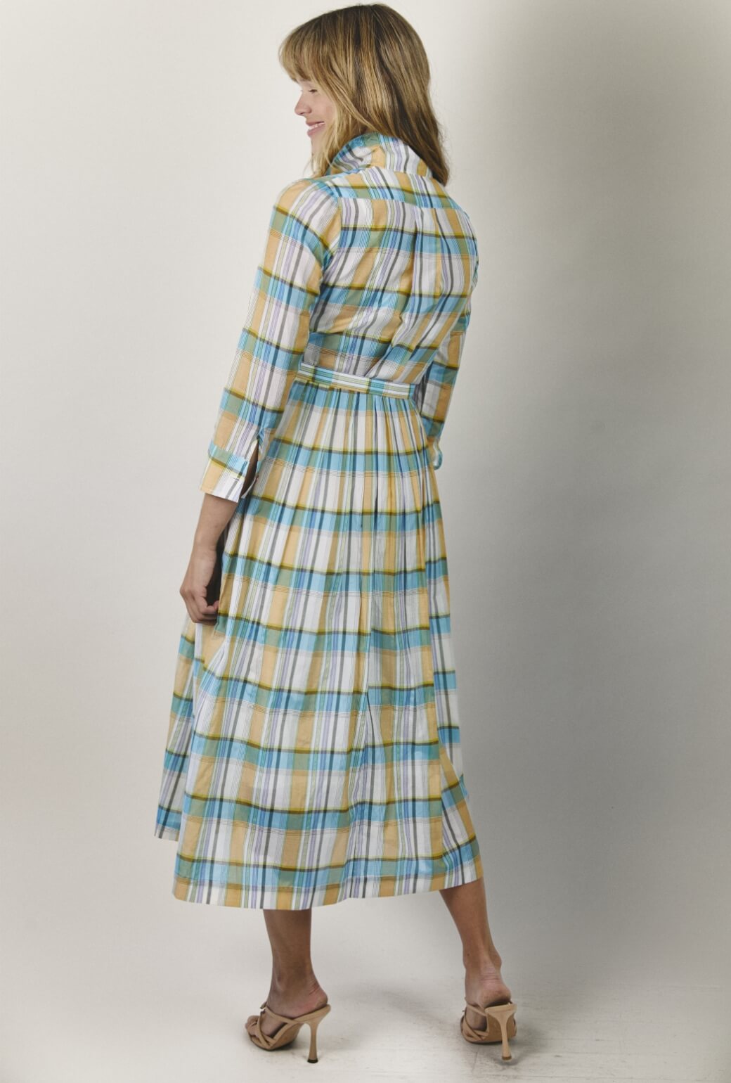 Long Sleeve Shirtdress - Silk Plaid