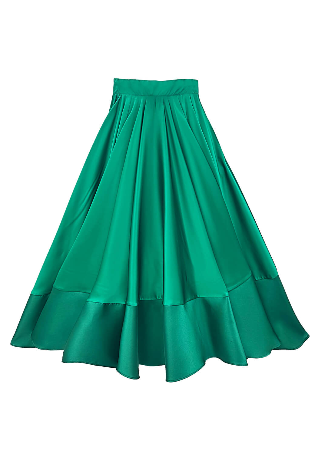 Lucinda Skirt - Green Satin & Twill