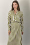 Mandarin Shirt - Green & Brown Stripe