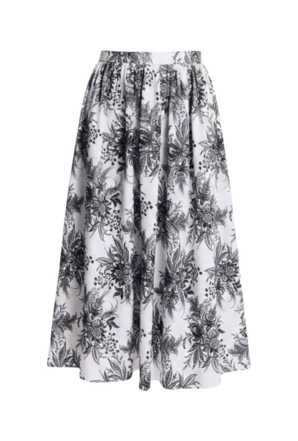 Buru x Val Marilyn Skirt MIDI - B&W Botanical