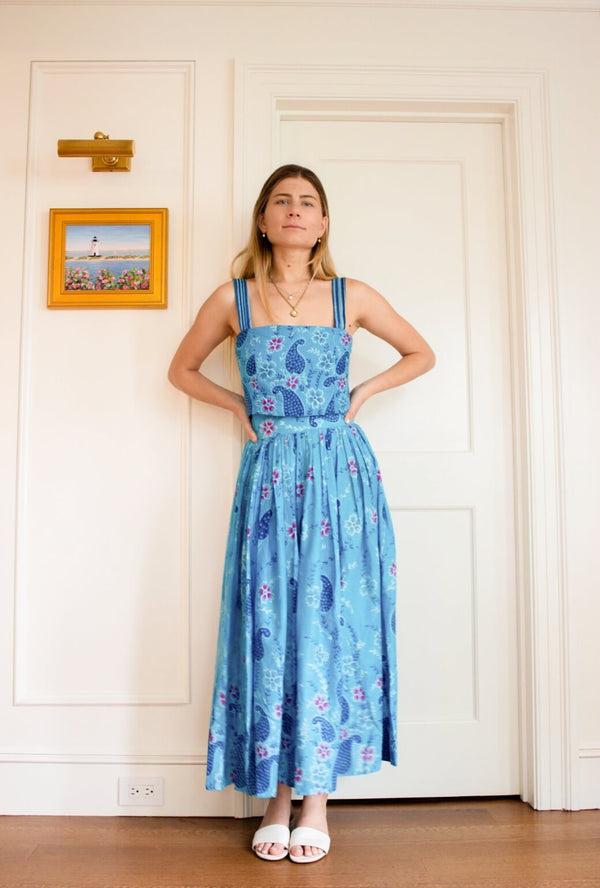 Buru x TCC Marilyn Skirt MIDI - Blue Tapestry
