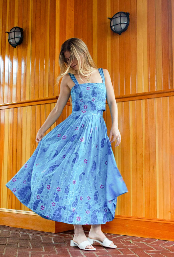 Buru x TCC Marilyn Skirt MIDI - Blue Tapestry