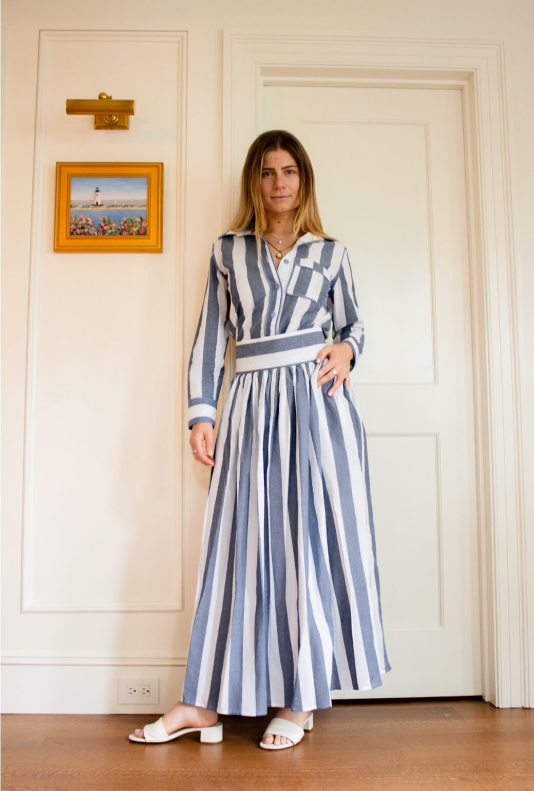 Buru x TCC Marilyn Skirt MIDI - Charcoal Cabana Stripe
