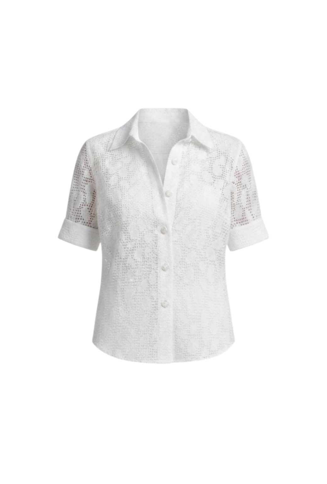 Buru x TCC Short Sleeve Perry Blouse - Sheer White