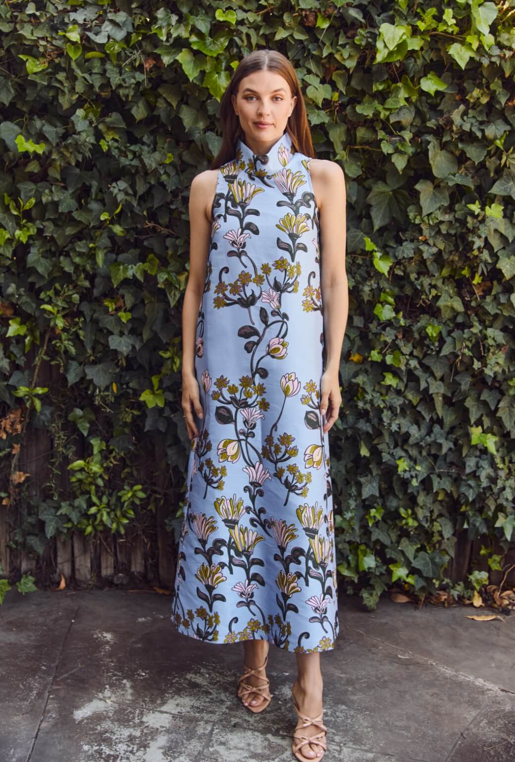 Maxi Mod Dress - Powder Blue Vines