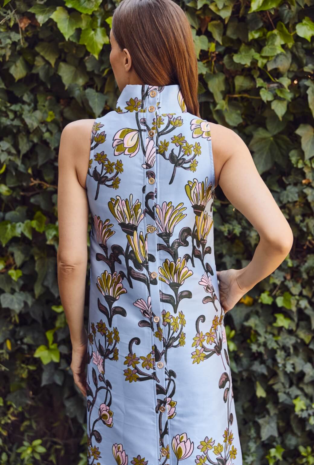 Maxi Mod Dress - Powder Blue Vines