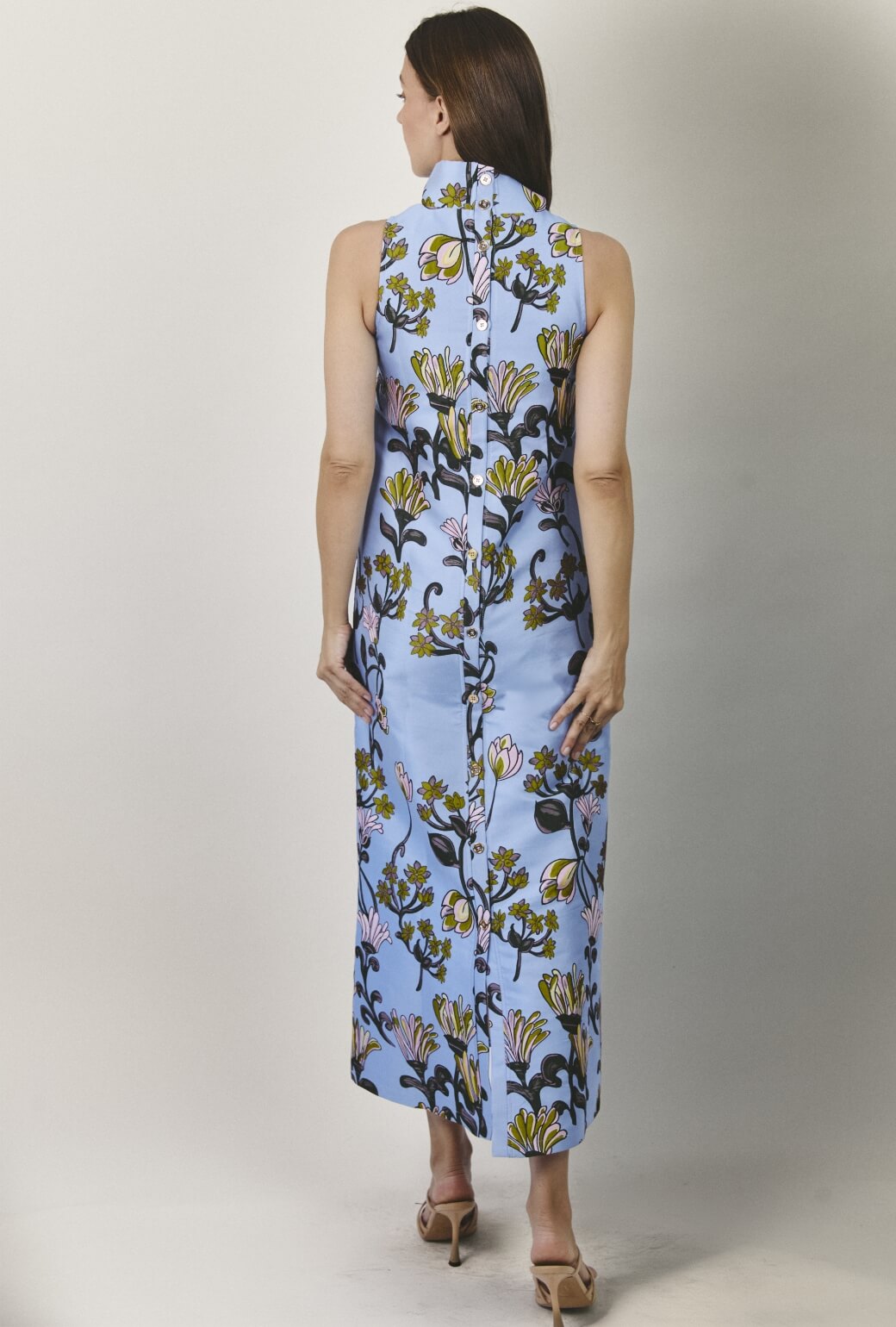 Maxi Mod Dress - Powder Blue Vines
