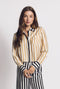 Mel Button Down Cropped Shirt - Black & Sand Stripe