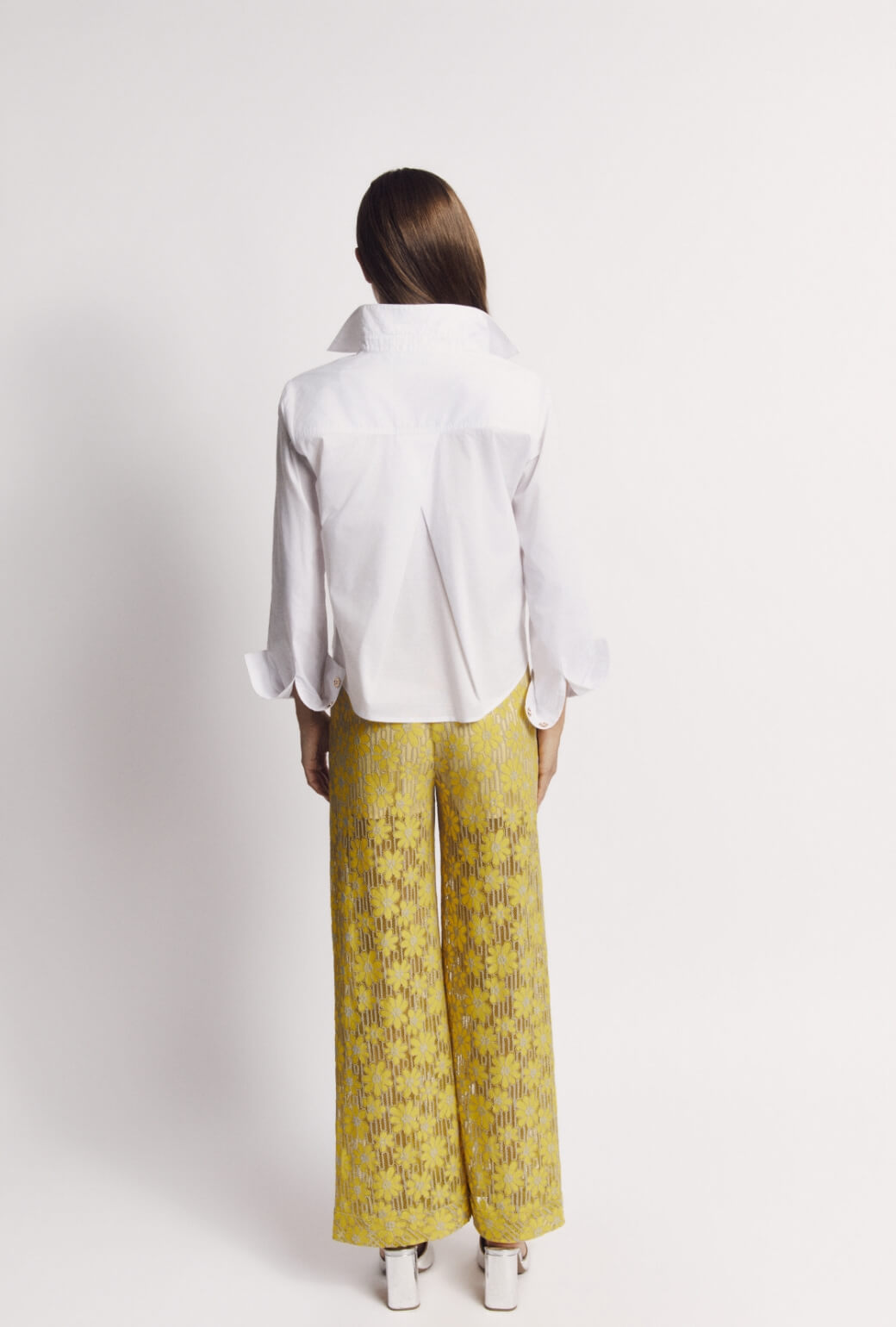 Mel Button Down Cropped Shirt - White