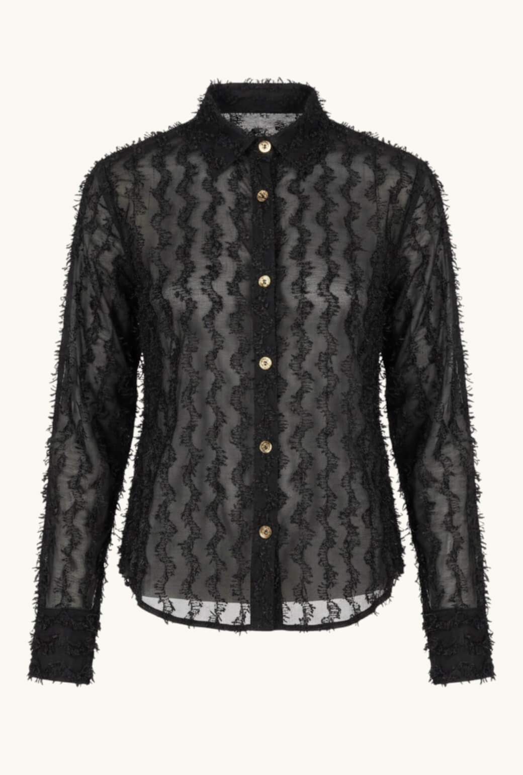 Mel Button Down Shirt - Black Fringe