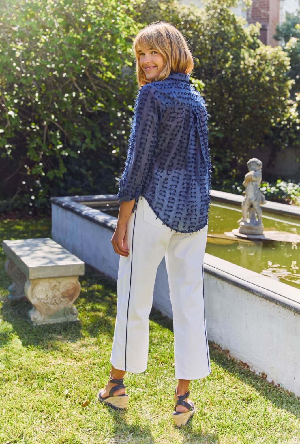 Mel Button Down Shirt - Navy Bows