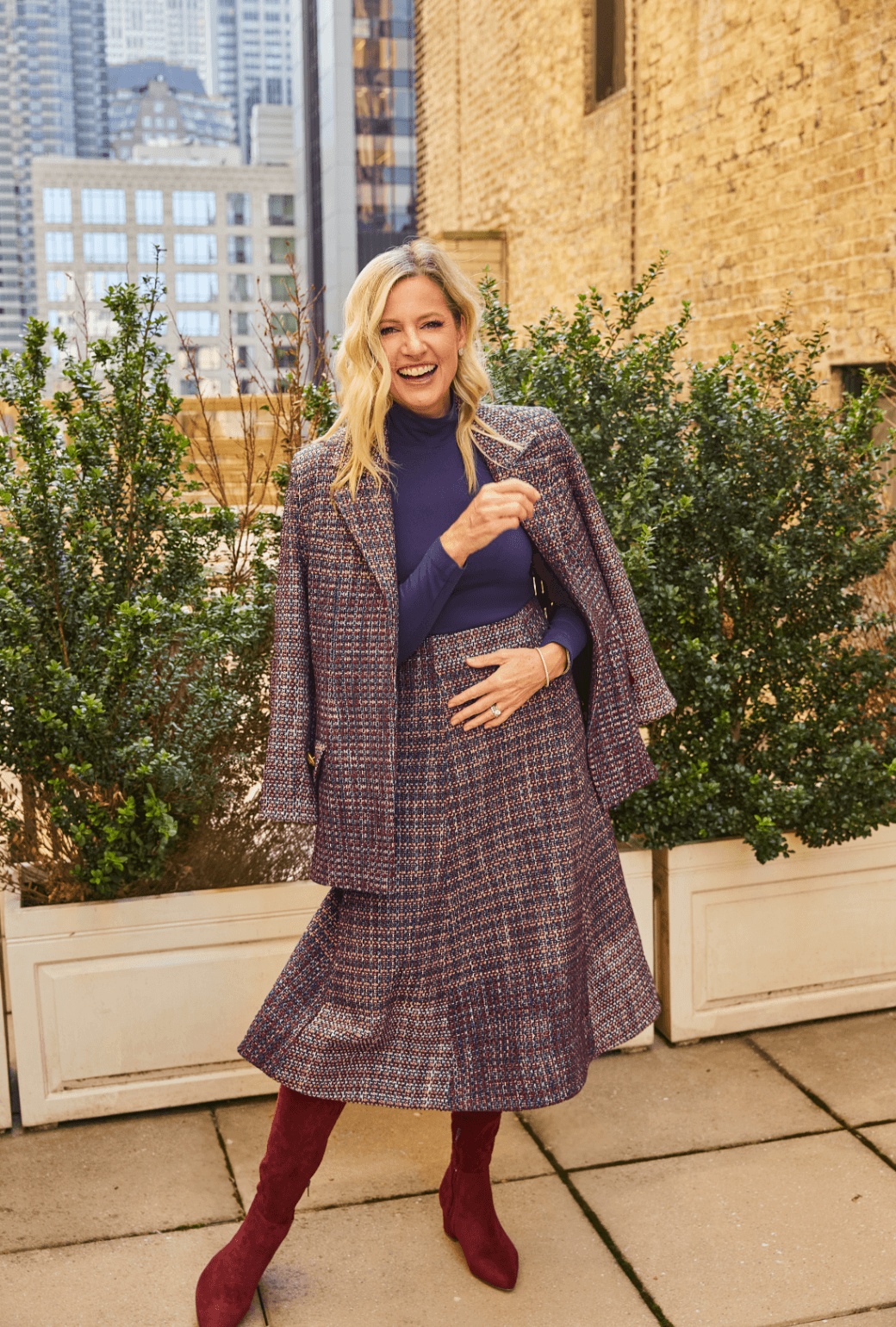 Midi Guest Skirt - Cranberry Tweed