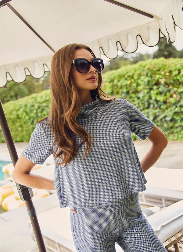 Short Sleeve Mod Top - Navy Knit