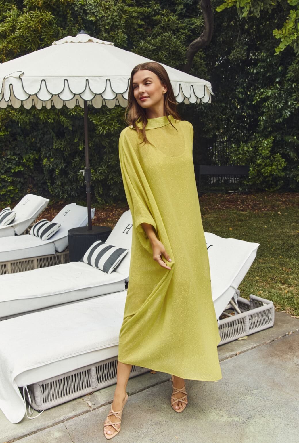 Palm Canyon Kaftan - Lime Sheer Dot