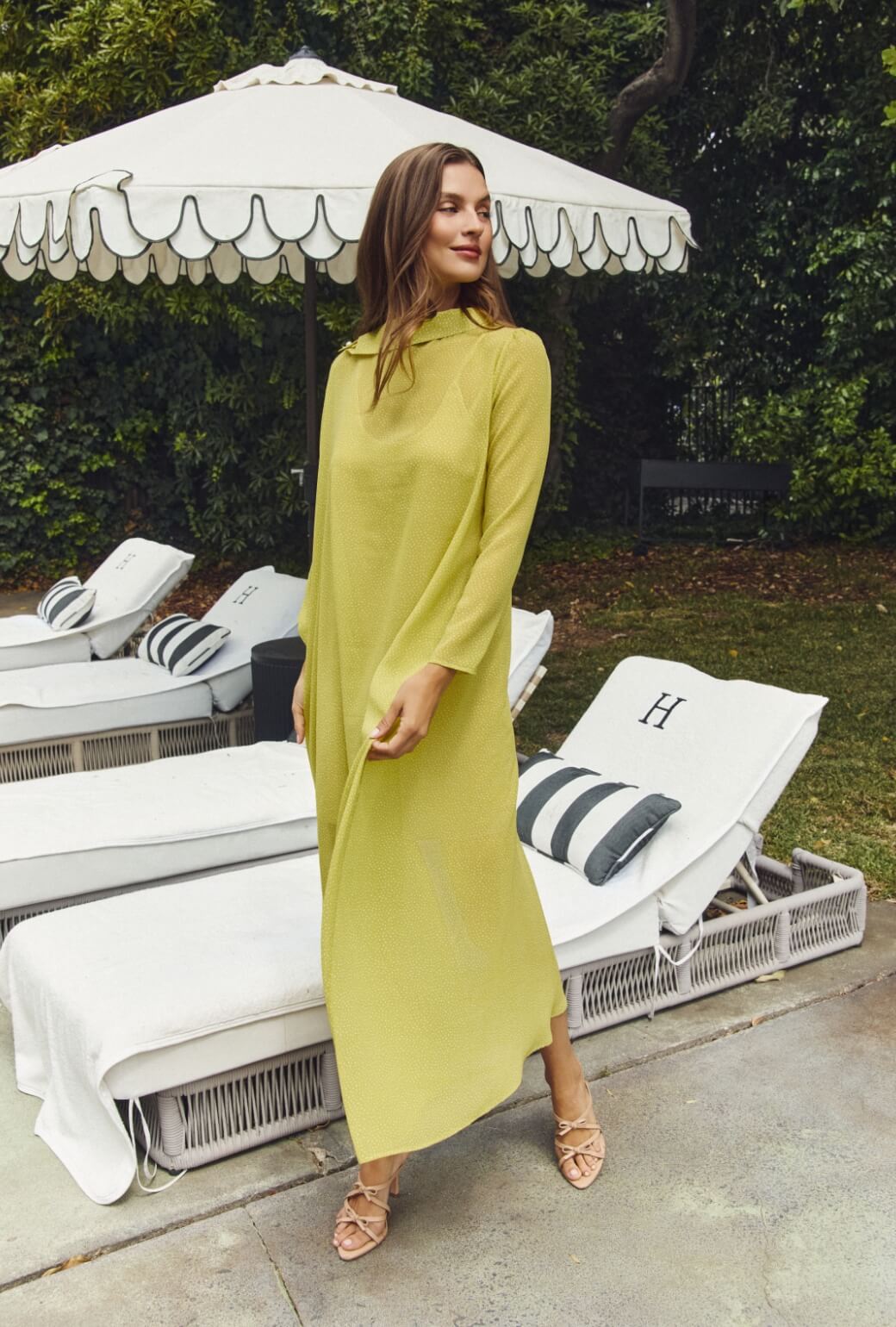 Palm Canyon Kaftan - Lime Sheer Dot