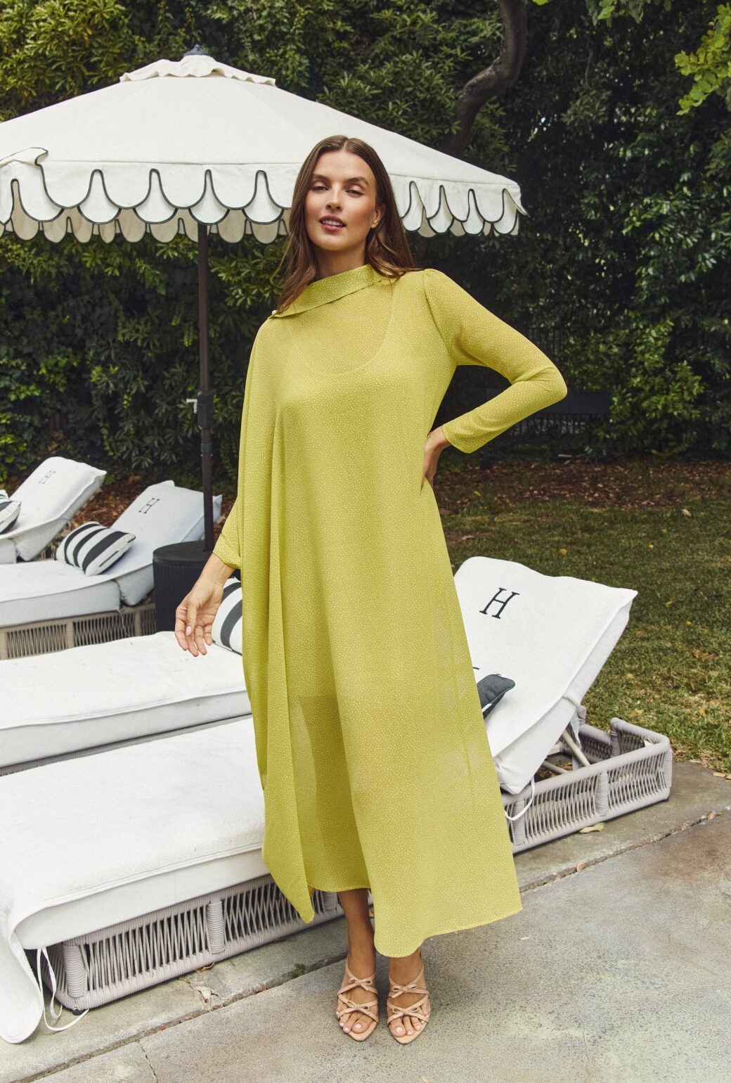 Palm Canyon Kaftan - Lime Sheer Dot