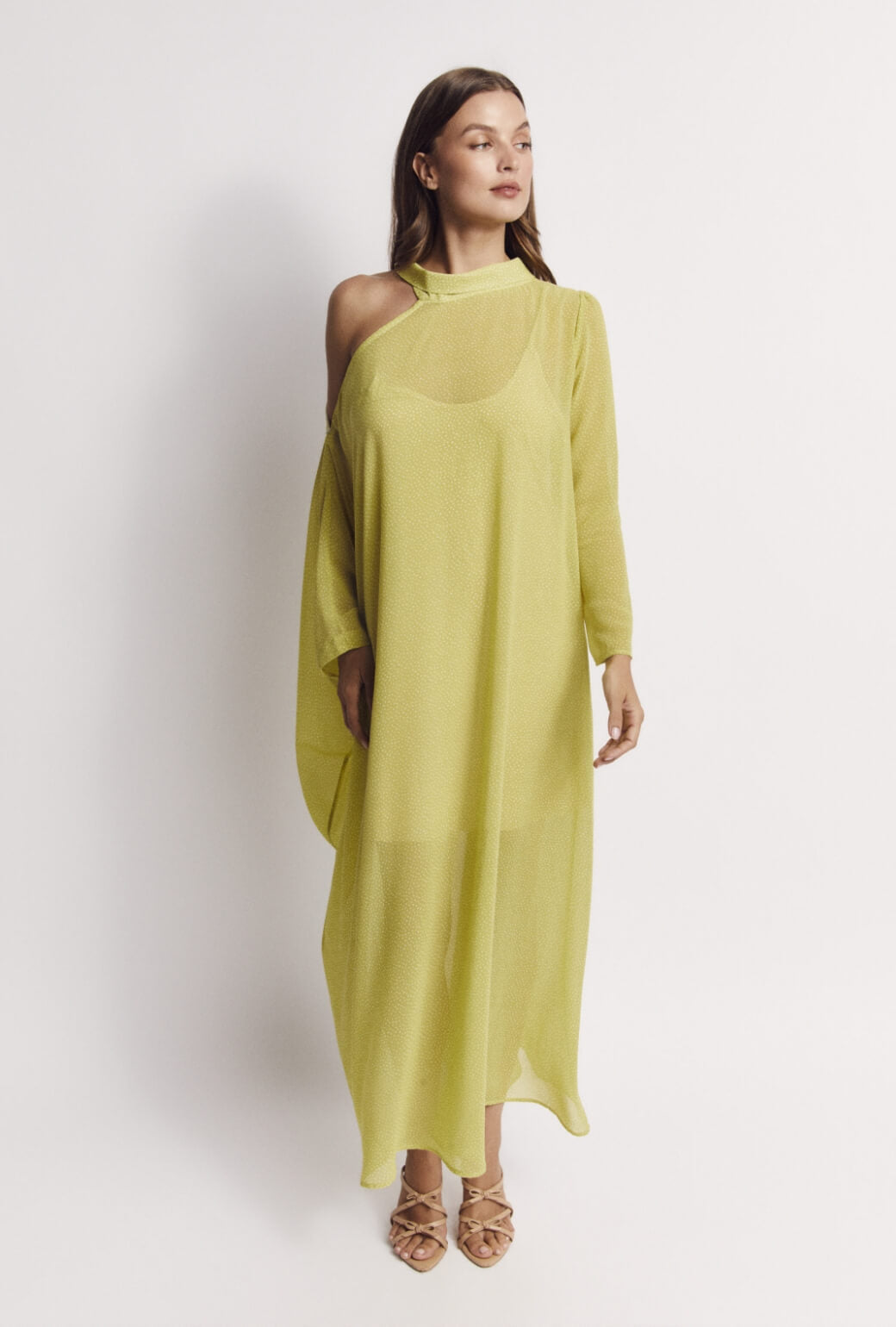 Palm Canyon Kaftan - Lime Sheer Dot