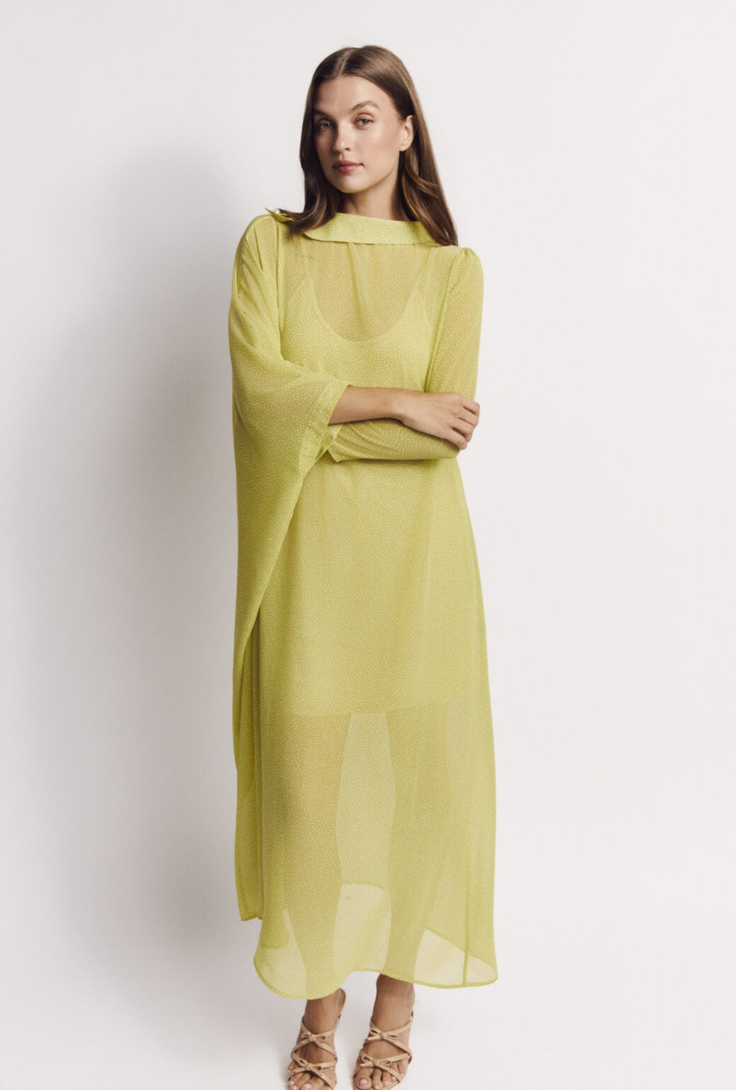 Palm Canyon Kaftan - Lime Sheer Dot