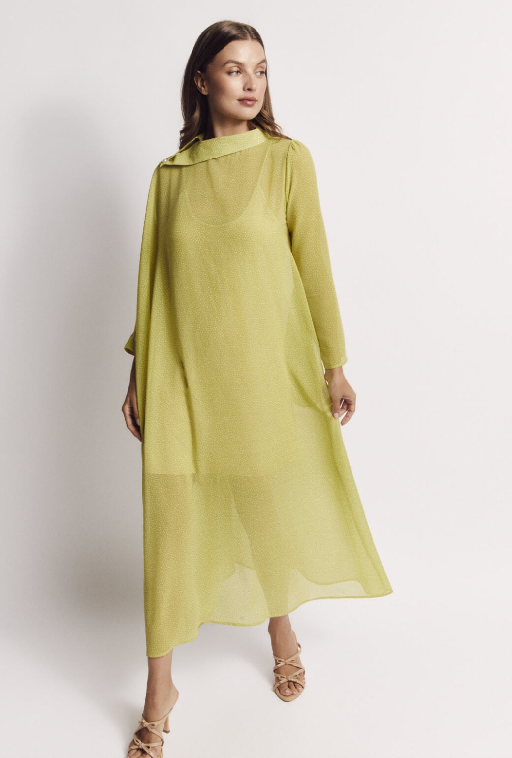 Palm Canyon Kaftan - Lime Sheer Dot