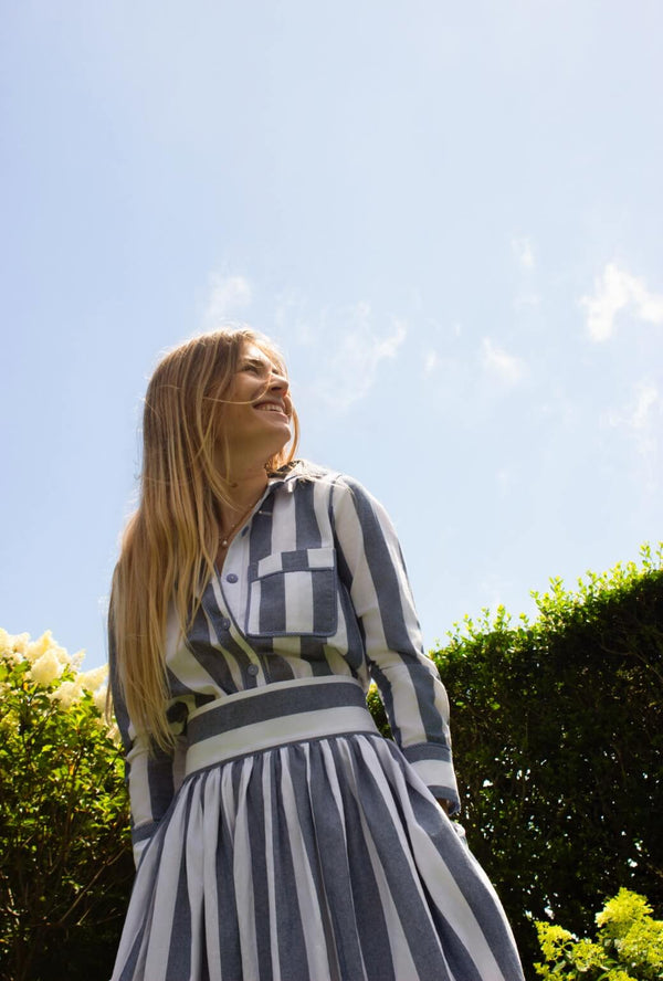 Buru x TCC Perry Blouse - Charcoal Cabana Stripe
