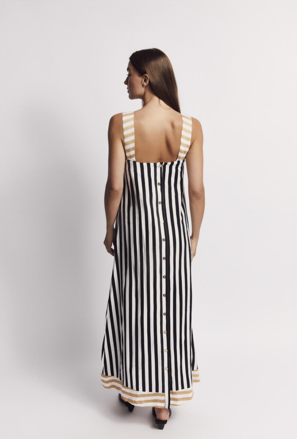 Pillar Gown - Black and Sand Stripe