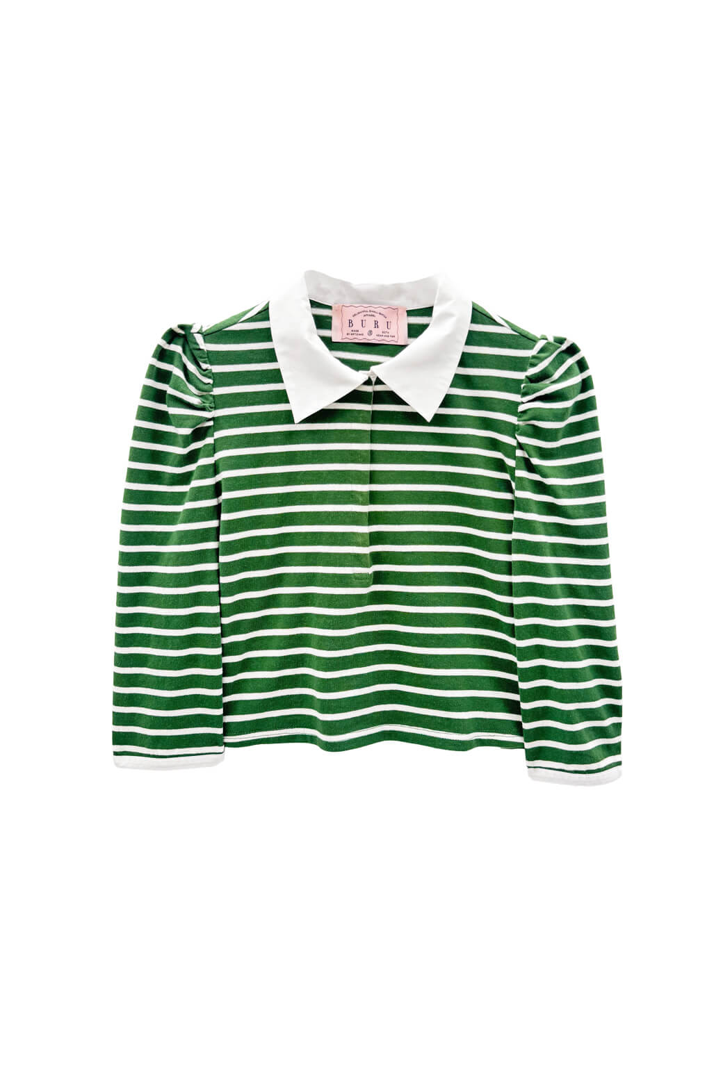 Puff Sleeve Tee - Green Stripe Knit