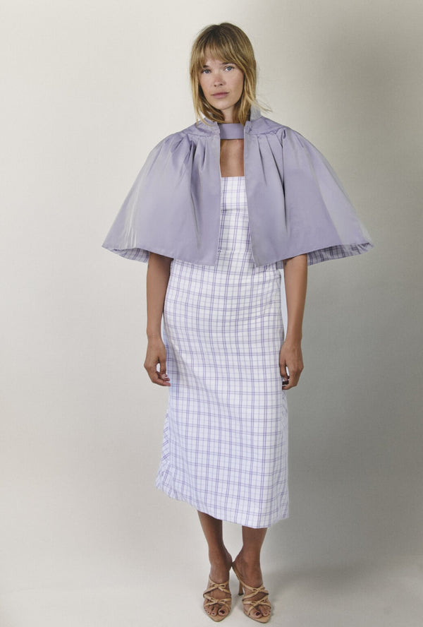 Reversible Capelet - Purple Windowpane Plaid