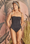 Ruched Convertible One Piece Suit - Black