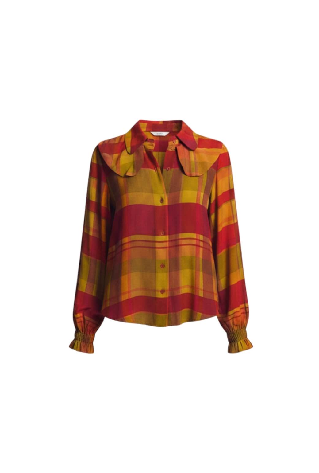 Ruffle Button Down - Lake House Plaid