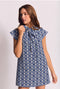 Ruffle Collar MINI Dress - Blue Lattice