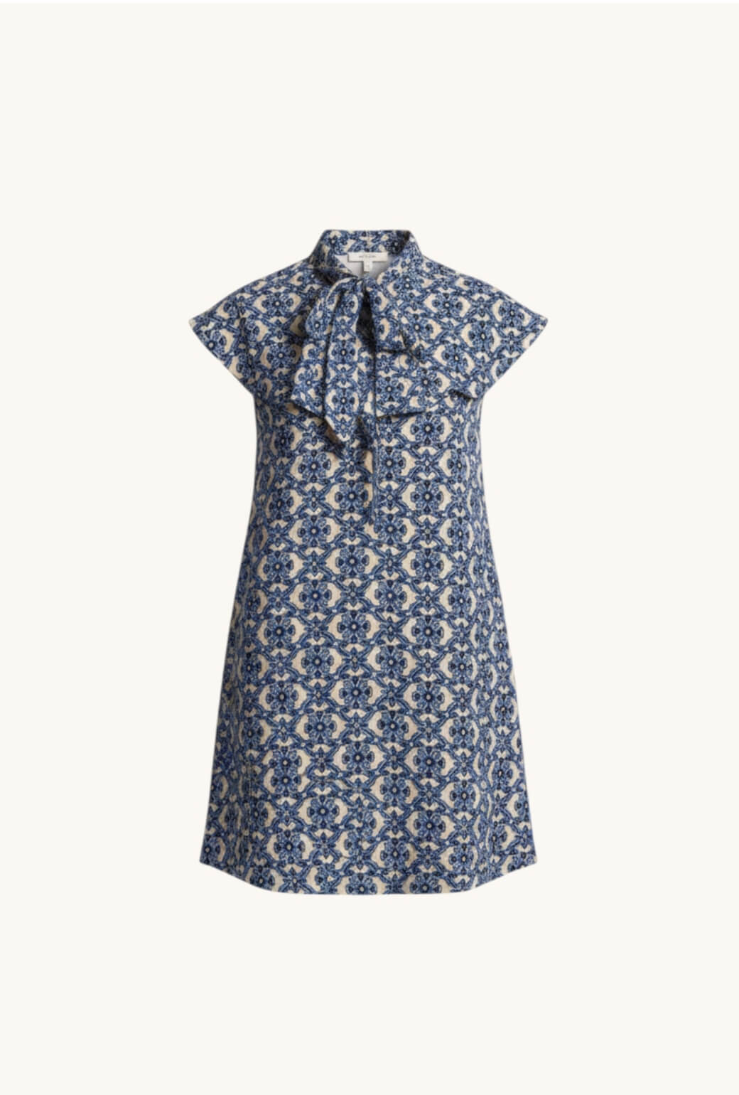 Ruffle Collar MINI Dress - Blue Lattice